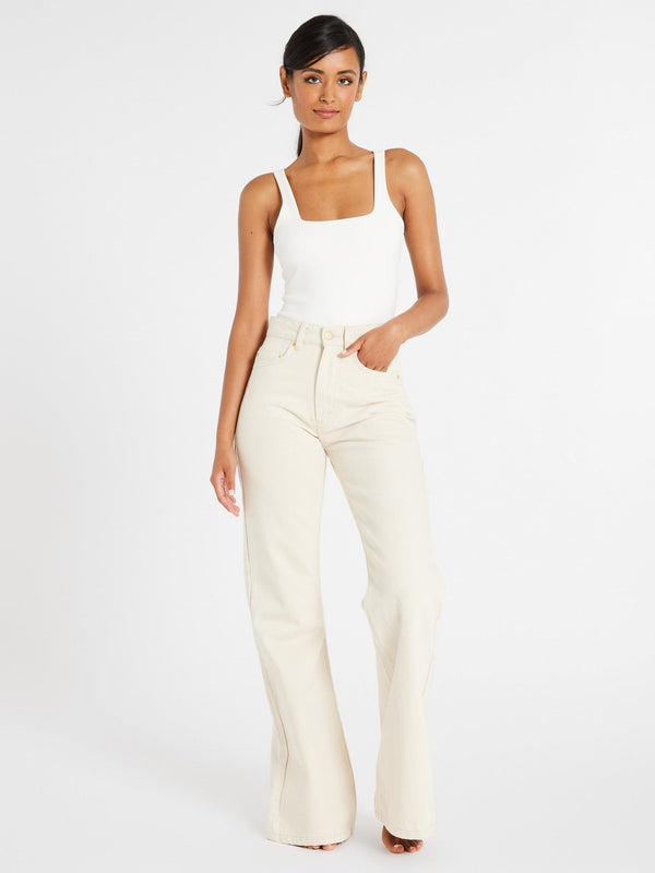 Ashton High Rise Wide Leg Flare Jean in Sand — view 2