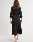 MILLE Clothing Astrid Dress in Black Petal Embroidery