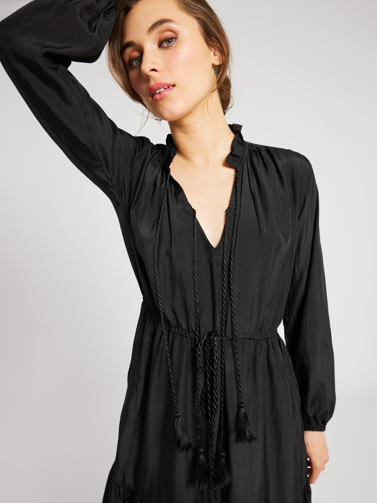 MILLE Clothing Astrid Dress in Black Silk