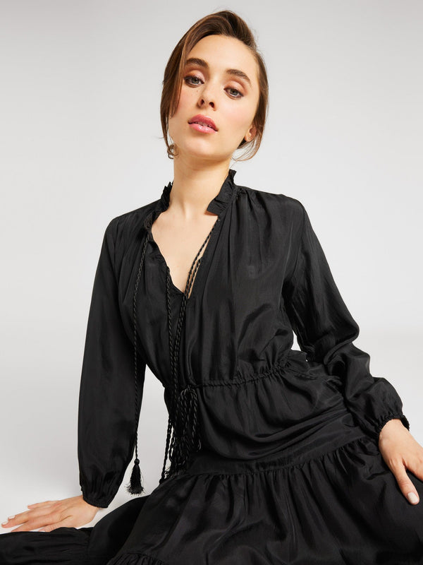 Astrid Dress in Black Silk — view 8