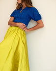MILLE Clothing Ayla Skirt in Chartreuse Taffeta