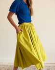 MILLE Clothing Ayla Skirt in Chartreuse Taffeta