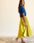 MILLE Clothing Ayla Skirt in Chartreuse Taffeta