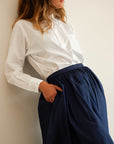 MILLE Clothing Ayla Skirt in Navy Taffeta