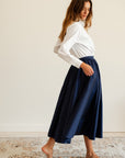 MILLE Clothing Ayla Skirt in Navy Taffeta