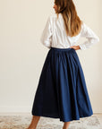 MILLE Clothing Ayla Skirt in Navy Taffeta