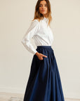 MILLE Clothing Ayla Skirt in Navy Taffeta