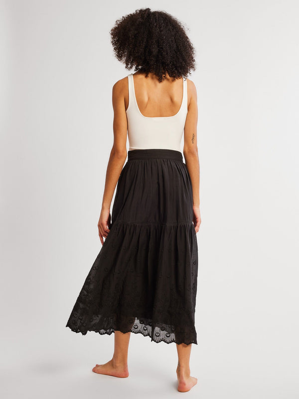 Betty Skirt in Black Petal Embroidery — view 4