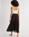 MILLE Clothing Betty Skirt in Black Petal Embroidery