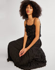 MILLE Clothing Betty Skirt in Black Petal Embroidery