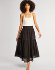 MILLE Clothing Betty Skirt in Black Petal Embroidery