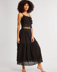 MILLE Clothing Betty Skirt in Black Petal Embroidery