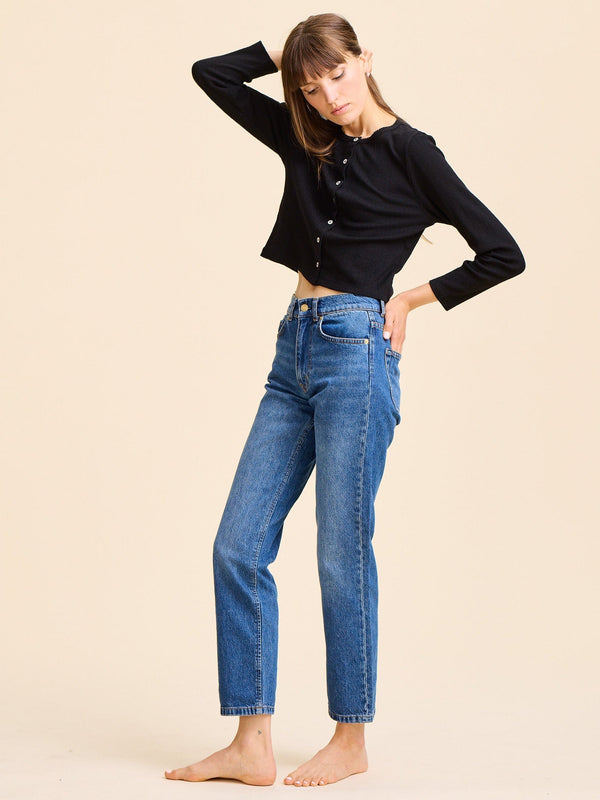 Bibi Pointelle Cardigan in Black — view 4