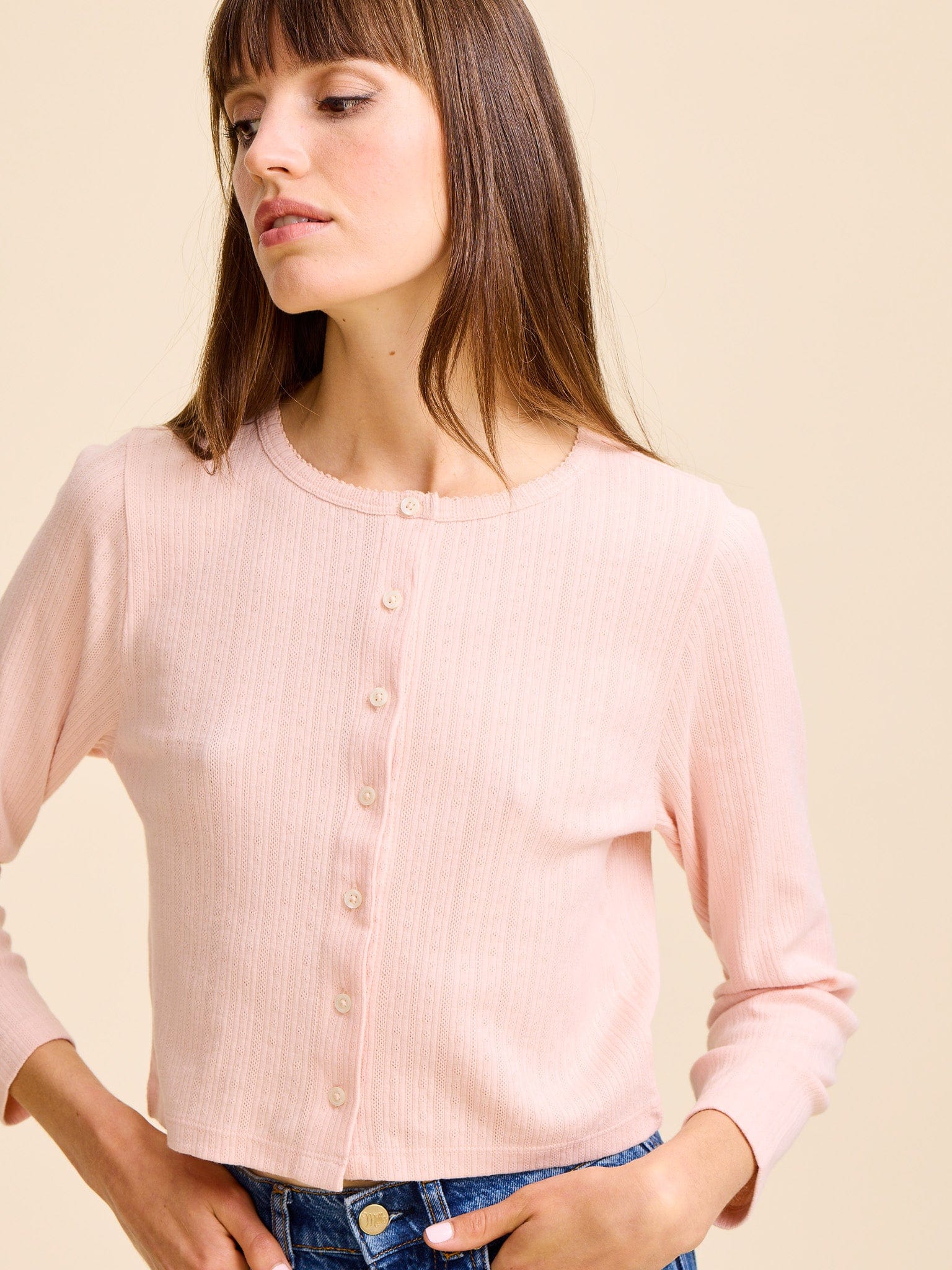 MILLE Clothing Bibi Pointelle Cardigan in Spanish Villa