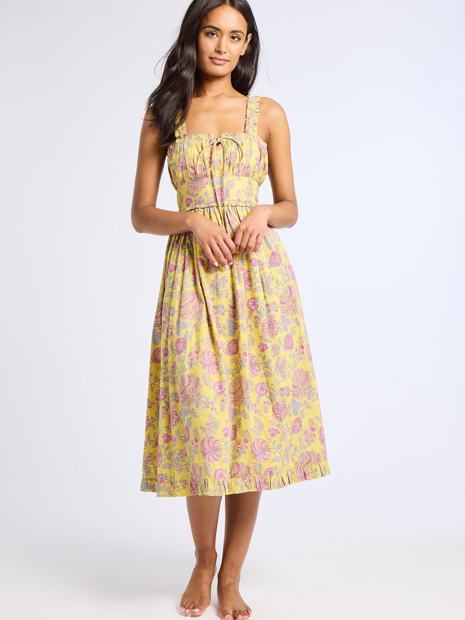 MILLE Clothing Calla Dress in Citron Floral