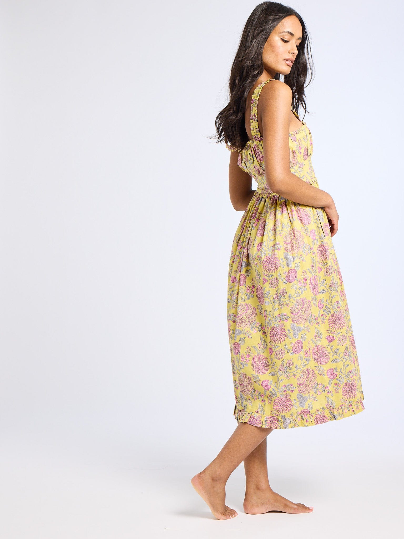 MILLE Clothing Calla Dress in Citron Floral
