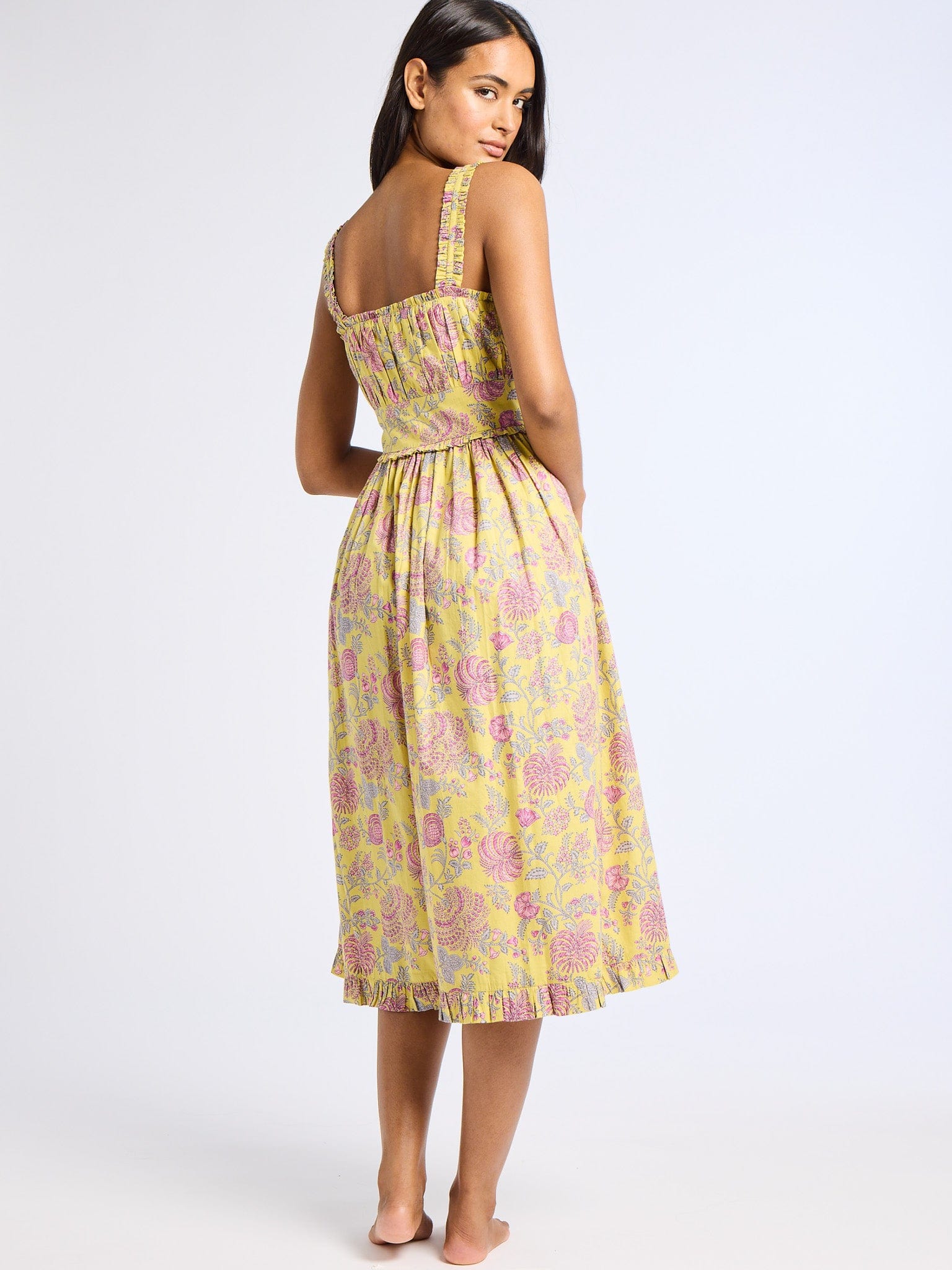 MILLE Clothing Calla Dress in Citron Floral