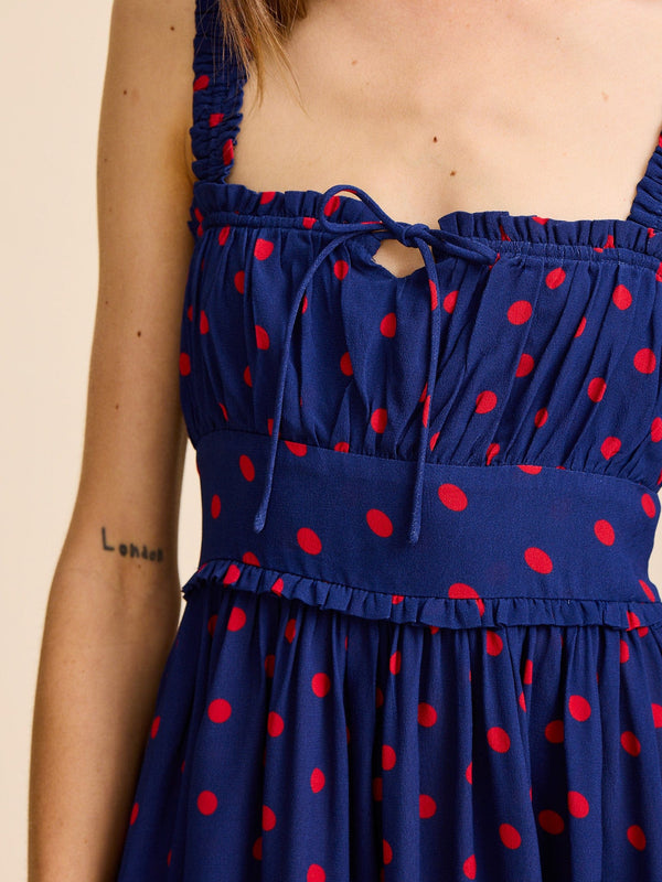 Calla Dress in Navy Dot — view 7