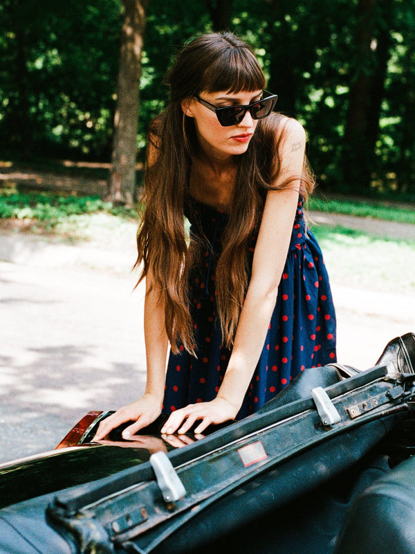 Calla Dress in Navy Dot — view 20