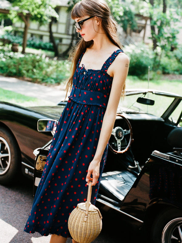 Calla Dress in Navy Dot — view 23