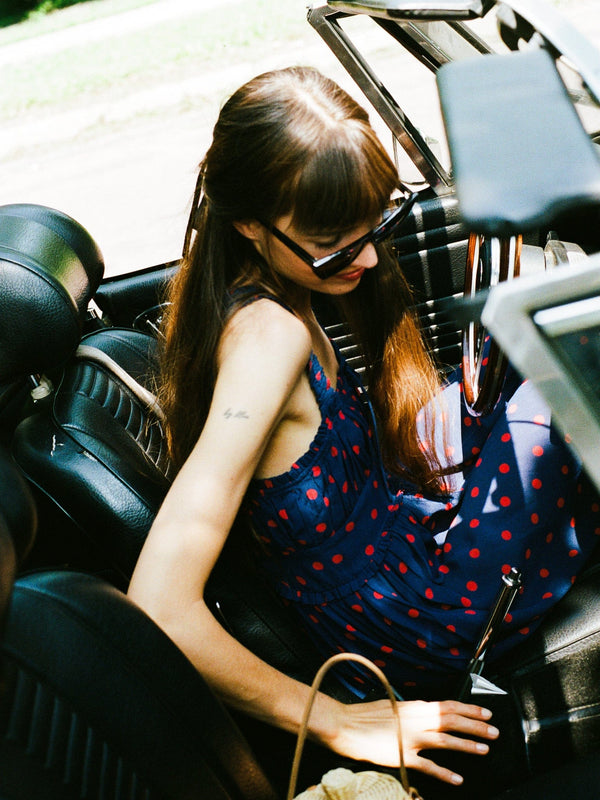 Calla Dress in Navy Dot — view 18