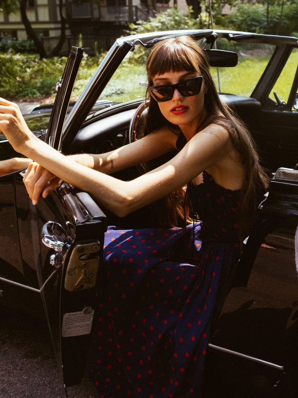 Calla Dress in Navy Dot — view 13