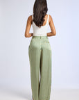 MILLE Clothing Cara Pant in Almond & Green Stripe