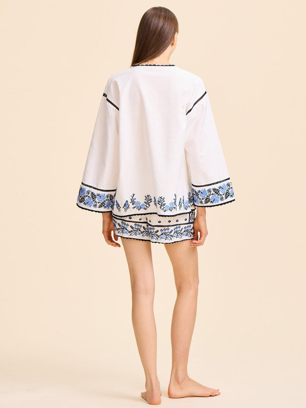 Carina Short in Santorini Embroidery — view 7