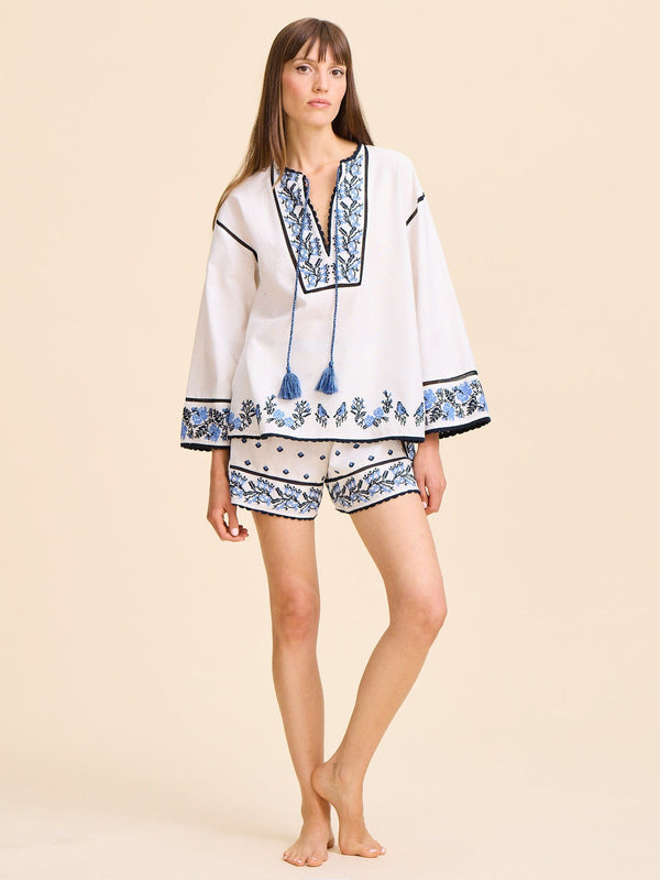 Carina Short in Santorini Embroidery — view 6