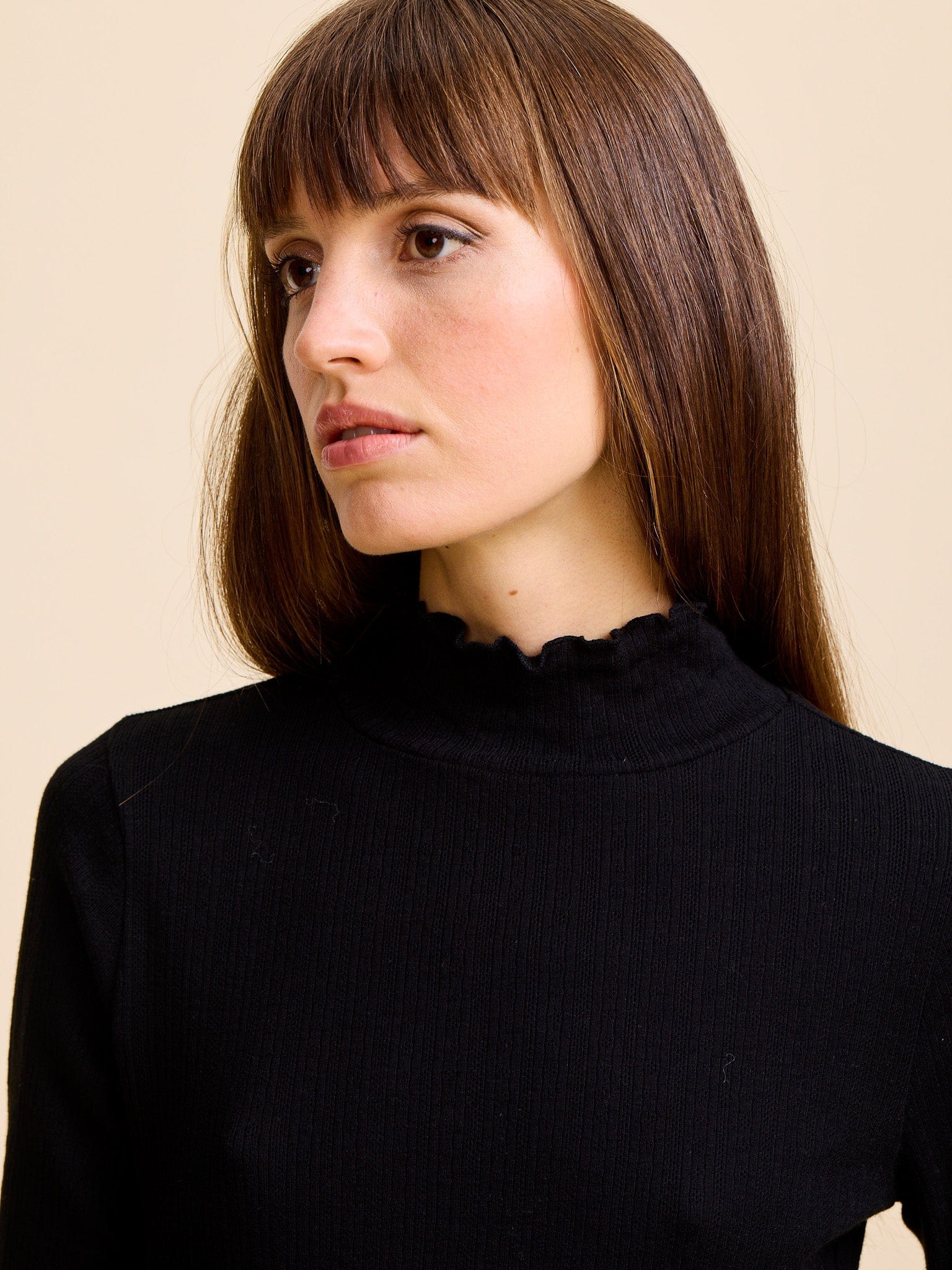 MILLE Clothing Carmela Pointelle Turtleneck in Black