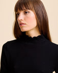 MILLE Clothing Carmela Pointelle Turtleneck in Black