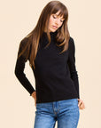 MILLE Clothing Carmela Pointelle Turtleneck in Black