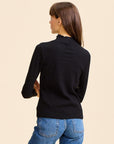 MILLE Clothing Carmela Pointelle Turtleneck in Black