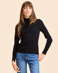 MILLE Clothing Carmela Pointelle Turtleneck in Black