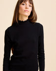 MILLE Clothing Carmela Pointelle Turtleneck in Black