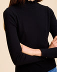 MILLE Clothing Carmela Pointelle Turtleneck in Black