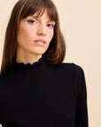 MILLE Clothing Carmela Pointelle Turtleneck in Black
