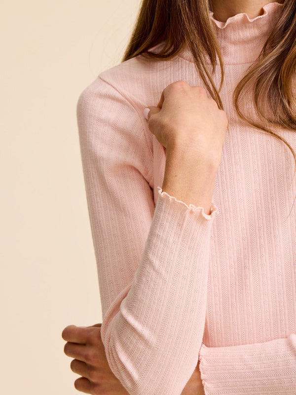 Carmela Pointelle Turtleneck in Spanish Villa — view 8