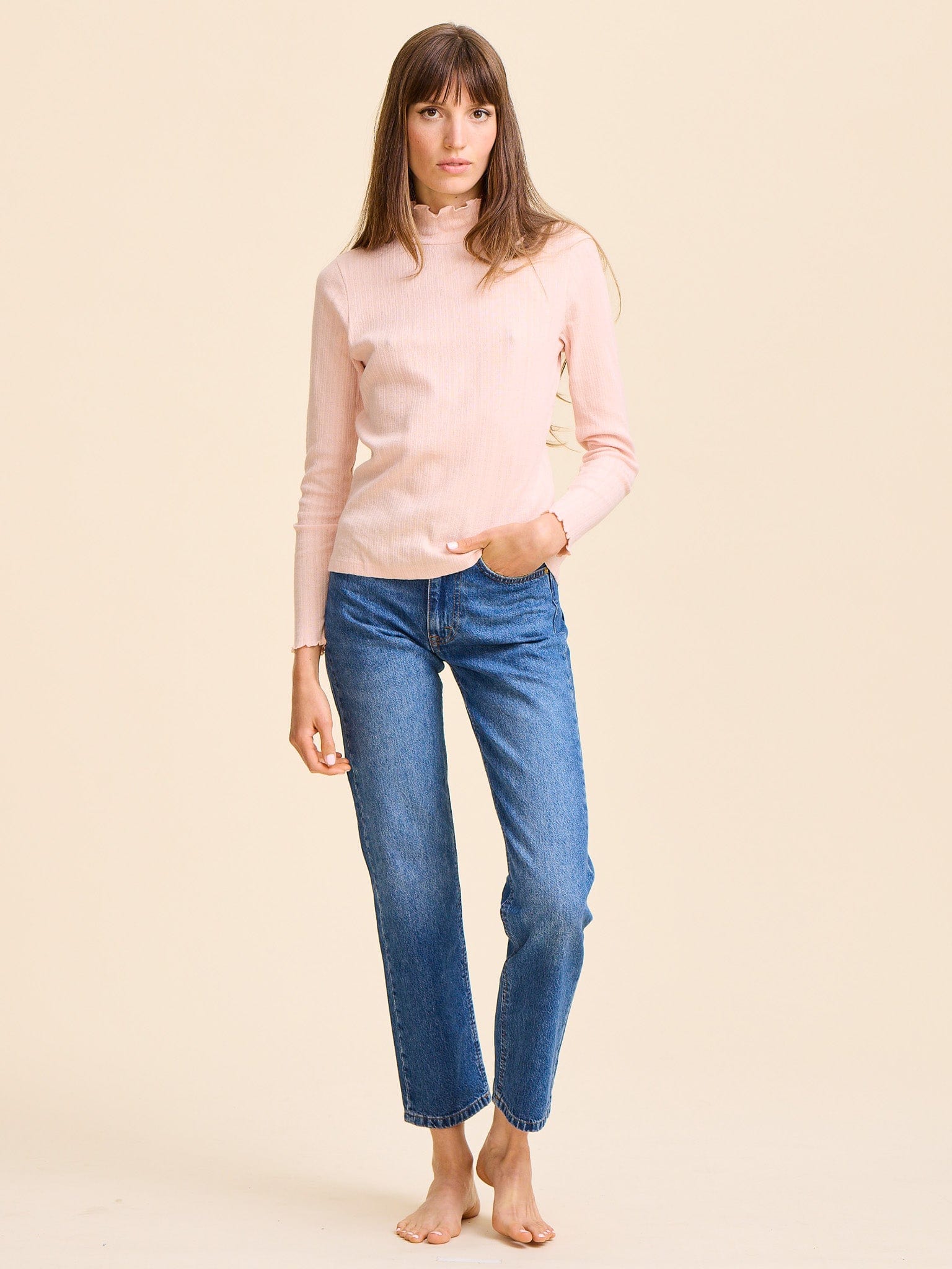 MILLE Clothing Carmela Pointelle Turtleneck in Spanish Villa