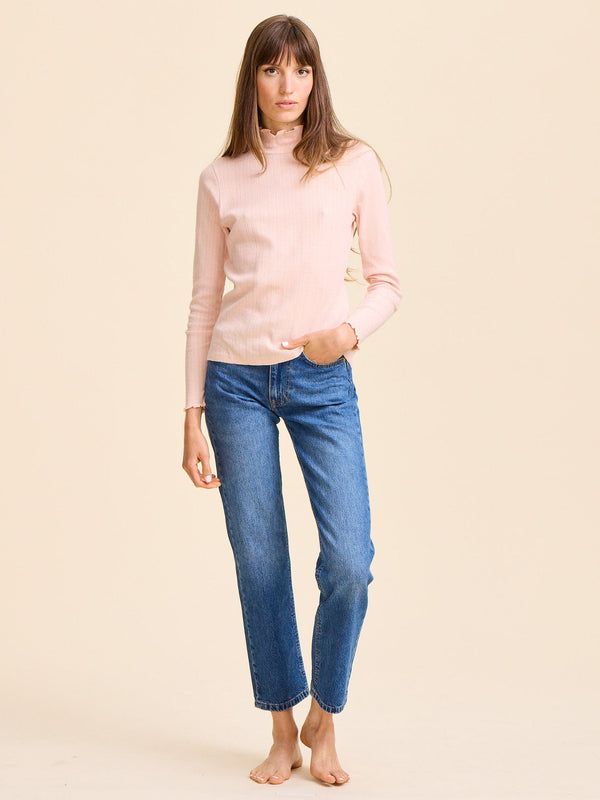 Carmela Pointelle Turtleneck in Spanish Villa — view 4