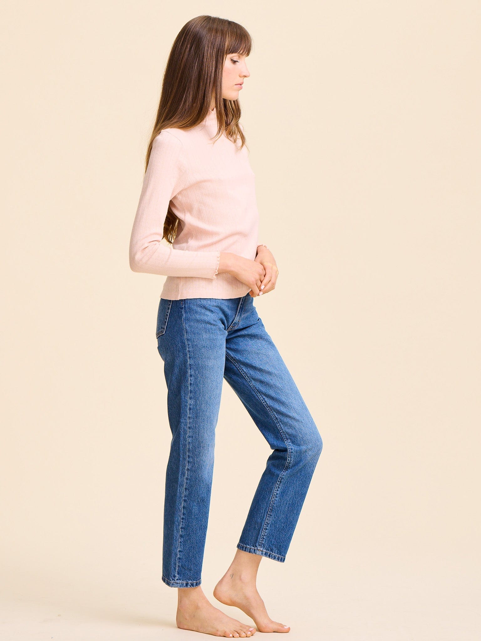 MILLE Clothing Carmela Pointelle Turtleneck in Spanish Villa
