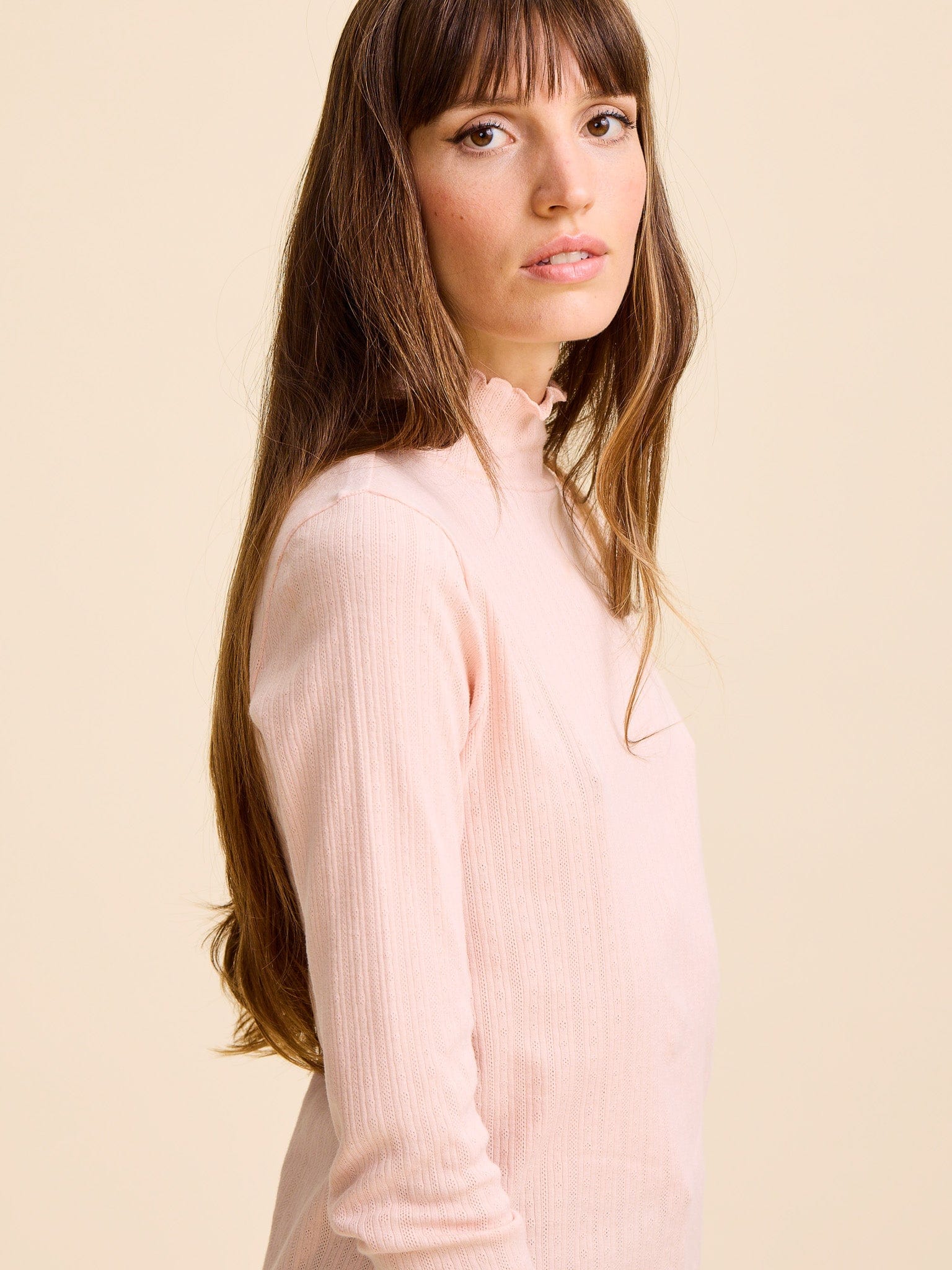 MILLE Clothing Carmela Pointelle Turtleneck in Spanish Villa