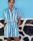 MILLE Clothing Cary Short in Aqua Jaipur Stripe