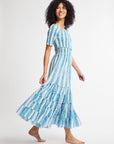 MILLE Clothing Celia Dress in Aqua Jaipur Stripe