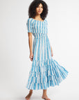 MILLE Clothing Celia Dress in Aqua Jaipur Stripe