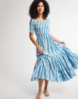 MILLE Clothing Celia Dress in Aqua Jaipur Stripe