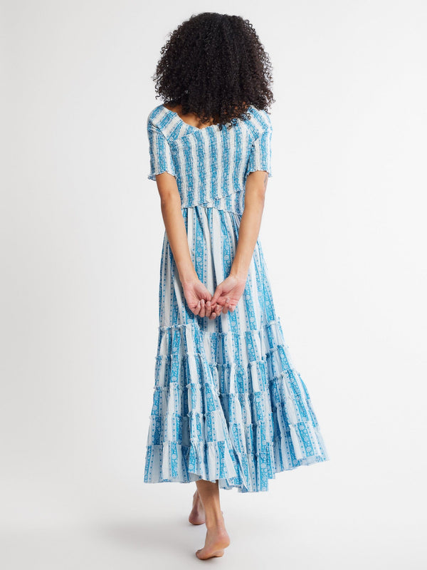 Celia Dress in Aqua Jaipur Stripe — view 6