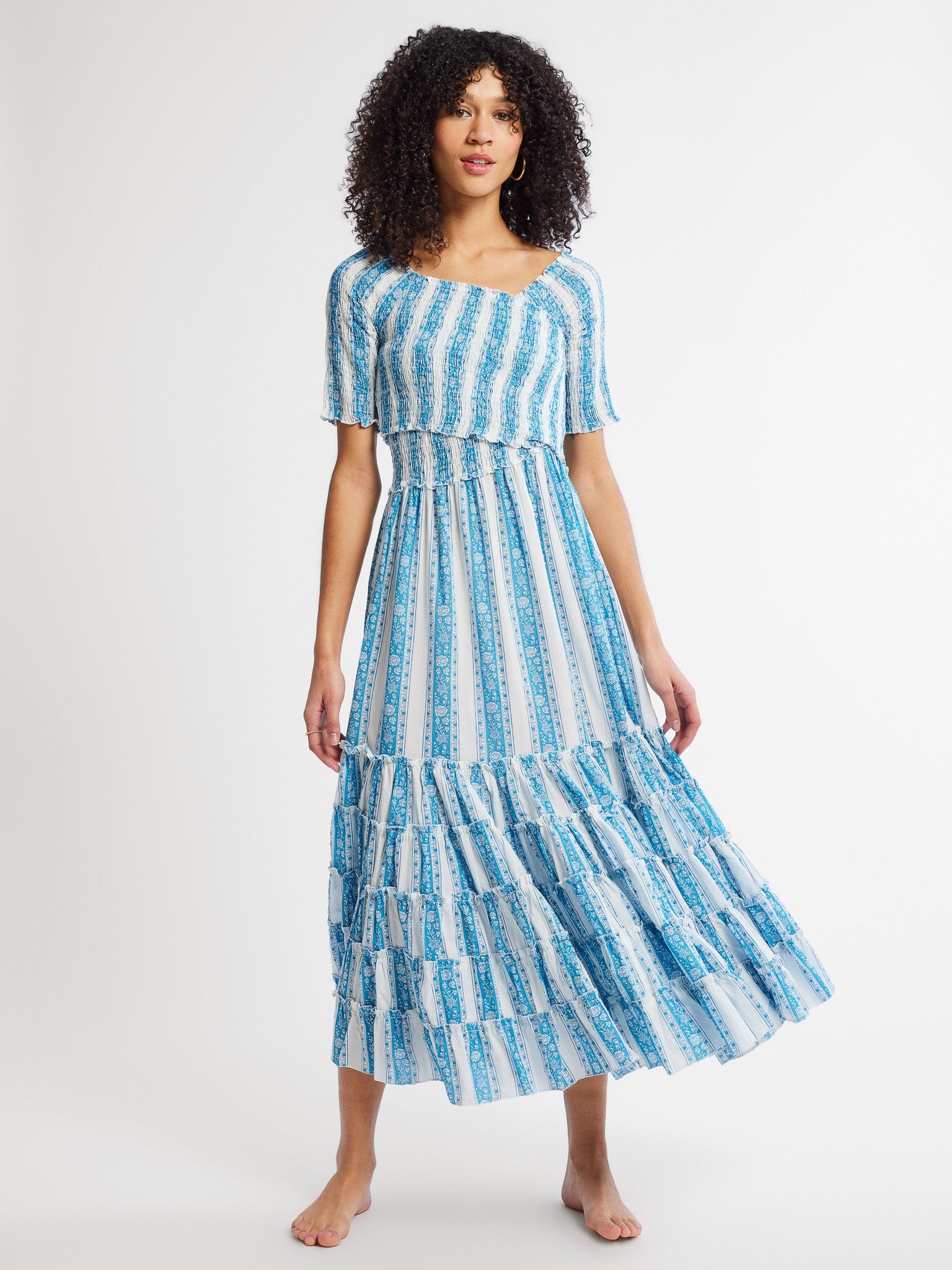 white christmas dresses Jaipur Cotton Printed Gown - 60/60 Cotton Blend