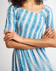 MILLE Clothing Celia Dress in Aqua Jaipur Stripe