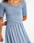 MILLE Clothing Celia Dress in Chambray Polka Dot